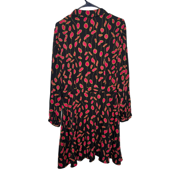 NEW Diane von Furstenberg 14 SILK Long Sleeve Chrissie Dress FIt Flare Red Black - Picture 4 of 10